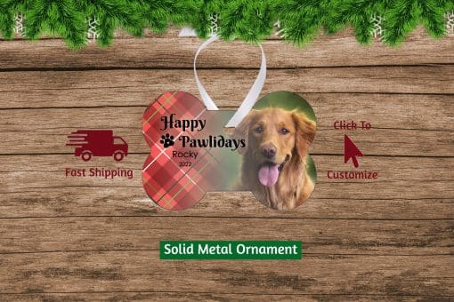 Happy Pawlidays Dog Photo Christmas Ornament