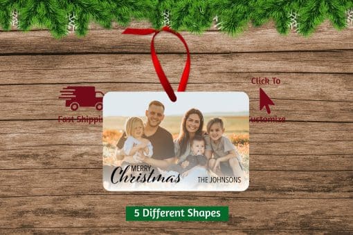 Family Photo Christmas Ornament Landscape Rectangle