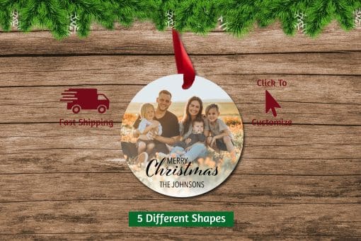 Family Photo Christmas Ornament Circle