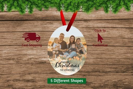 Family Photo Christmas Ornament Oval