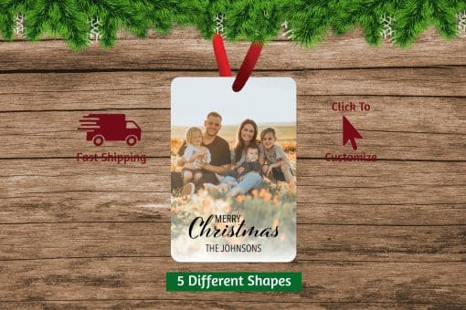 Family Photo Christmas Ornament Vertical Rectangle
