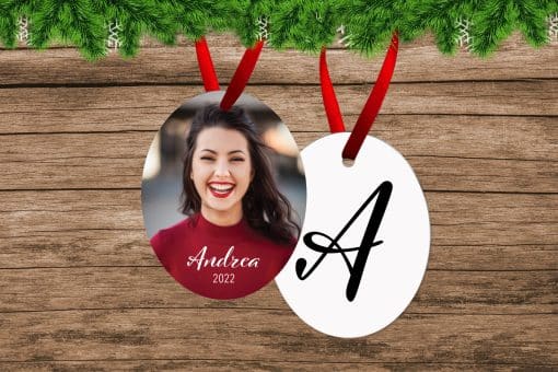 Oval Portrait Christmas Ornament with Initial