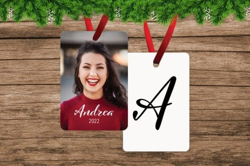 Rectangle Portrait Christmas Ornament with Initial