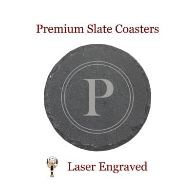 Circle Monogram Slate Coaster