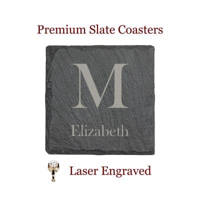 Block Monogram Square Slate Coaster