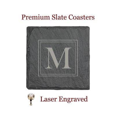 Square Monogram Square Slate Coaster