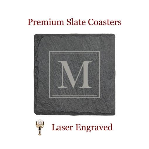 Square Monogram Square Slate Coaster