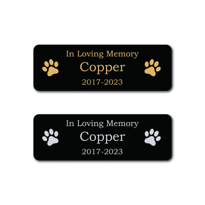 Laser Engraved Pet Urn Plate for Ash Box with Paw Prints