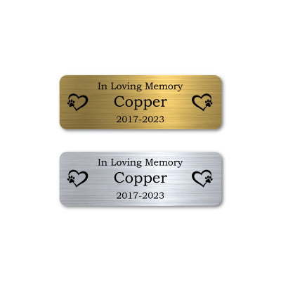 Gold and Silver Pet Urn Plates for Pet Remembrance