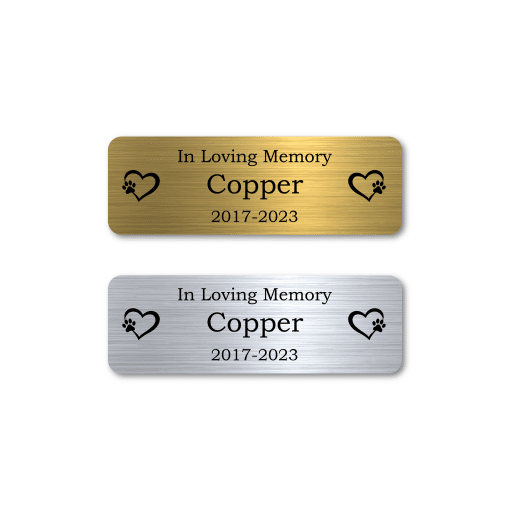 Gold and Silver Pet Urn Plates for Pet Remembrance
