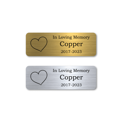 Engraved Metal Memorial Plate with Hearts