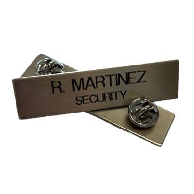 Silver Uniform Name Tag with 2 Lines of Engraving