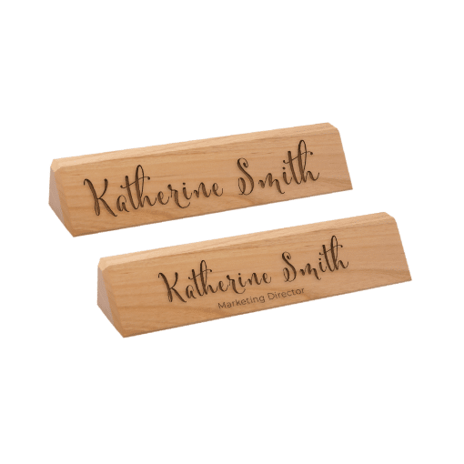 Solid Oak Desk Wedge Laser Engraved