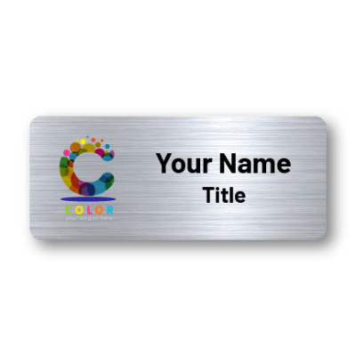 1.25 x 3 Silver Name Badges with Company Logo