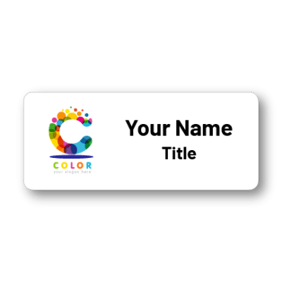 1.25 x 3 White Name Badges with Company Logo