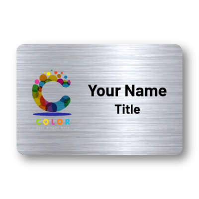 2x3 Silver Name Tag with Company Logo