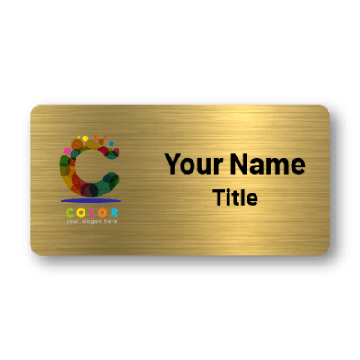 1.5 x 3 White Custom Name Tag with logo