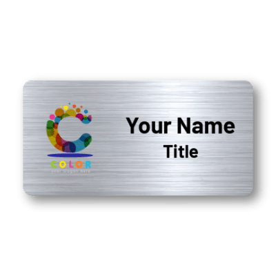 1.5 x 3 Silver Custom Name Tag with logo