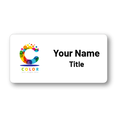 1.5 x 3 White Custom Name Tag with logo