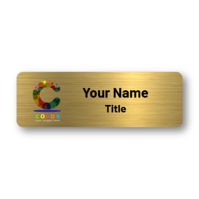 1x3 Gold Name Tag with Company Logo