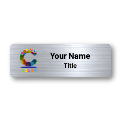 1x3 Silver Name Tag with company Logo