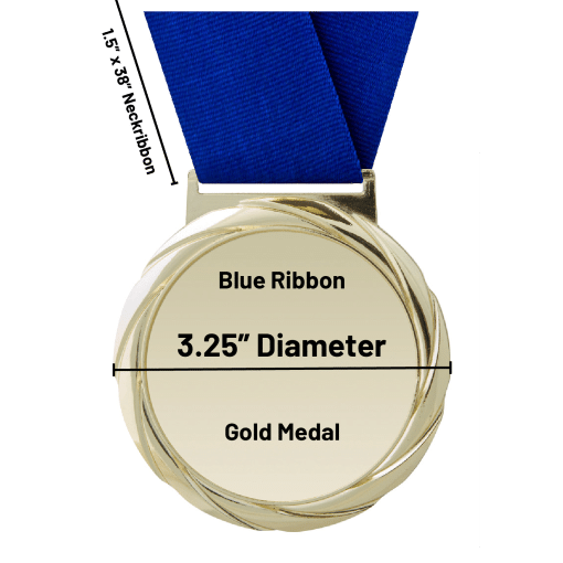 Gold Mega Medal with Blue Neckribbon