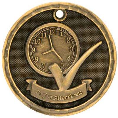 Gold Perfect Attendance Antique Medal