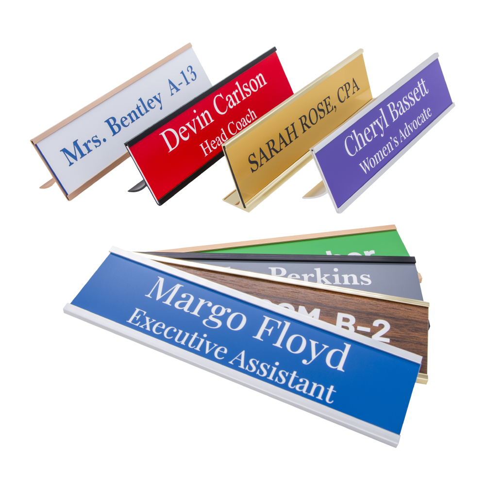 Custom Desk Name Plate Holder, Wall Mount Office Sign